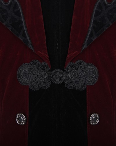Devil Fashion Mens Jacket Coat Red Black Velvet Gothic Steampunk VTG Aristocrat - Picture 7 of 10