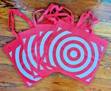 LOT OF 4 COUNT Reusable RED Target Shopping Tote Bag 15x17 FREE SHIPPING