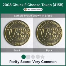 2008 Chuck E Cheese Token (415B) Brass 25mm Very Common