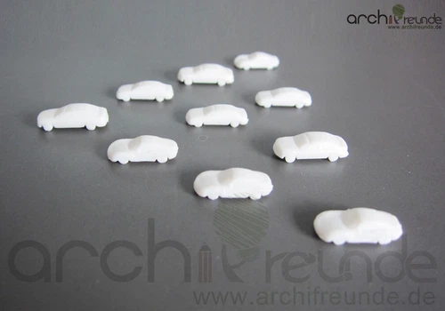 30 x Model Cars, white, for diecast models 1:300, Model railway Narrow gauge