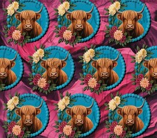 20oz Sublimation Tumbler Wrap Highland Cow Floral Transfer Ready To Press