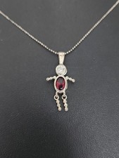 Sterling Silver 925 Hallmarked Red July Birthstone Boy Pendant Italy Necklace