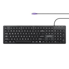 PERIBOARD-117P Wired PS2 Full Size Keyboard - Big Print Letters - Black - US ...