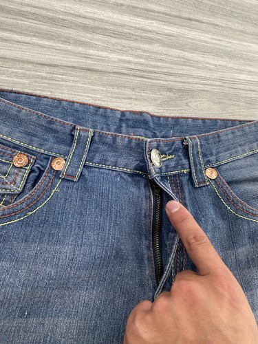 True Religion Joey Super T Blue Jeans Flap Pocket Size 32 Made In USA - Picture 20 of 23
