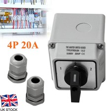 4 POLE 20AMP Enclosed Change Over Switch IP65 Waterproof Changeover Switch UK