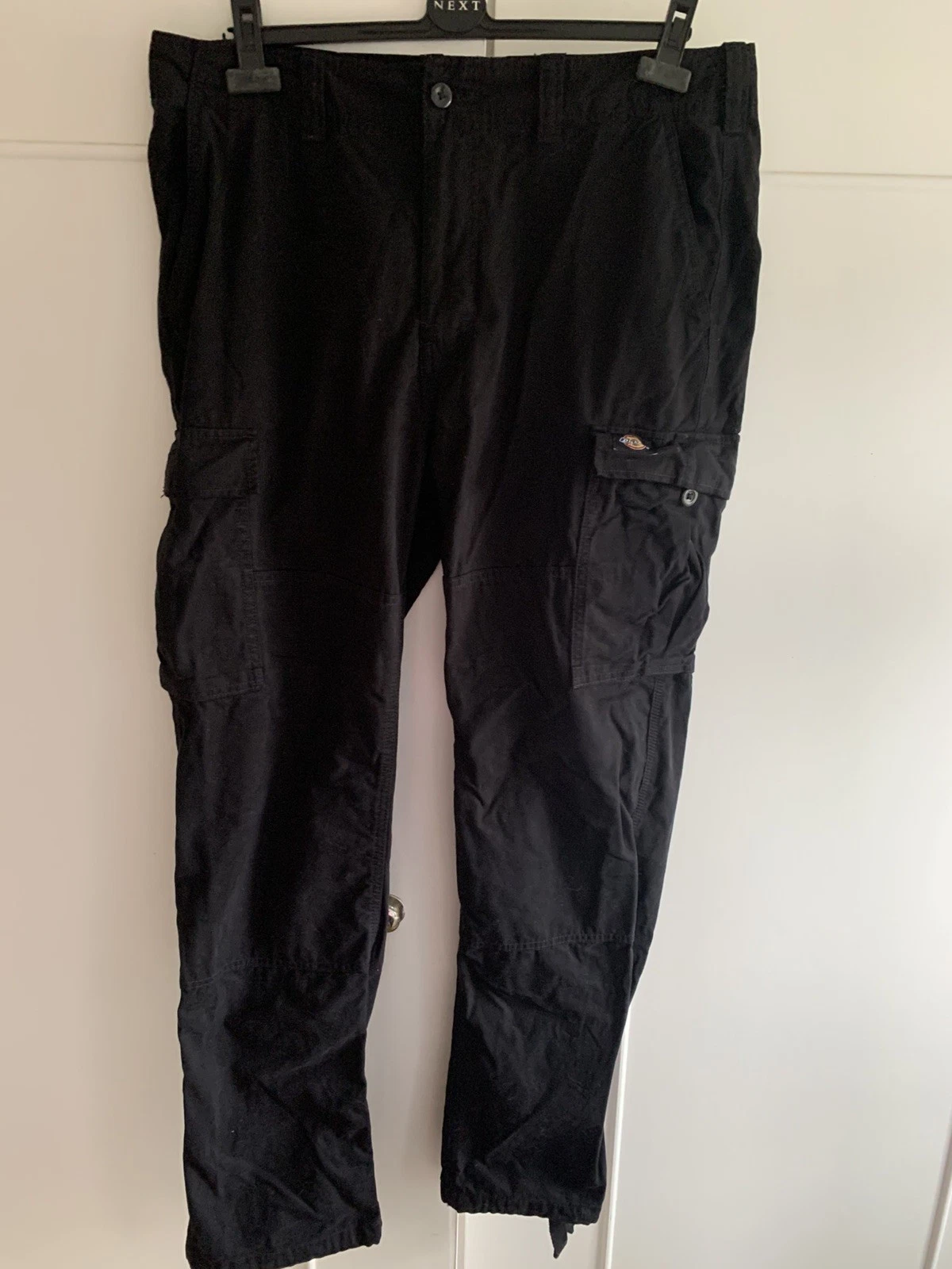Dickies Cargo Combats W34 L32 Black Workwear Zip Fly Straight Leg VGC