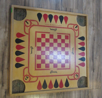 Vtg. 1970's Carrom Board Wooden 26''x26'' Chess/Checkers  Wall Decor
