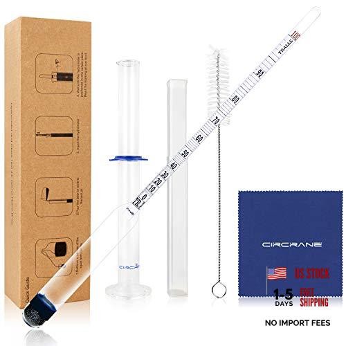 Circrane 0-200 Proof & Tralle Alcohol Hydrometer with Glass 0-200 Brewing Kit