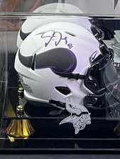 ¡RARO!🔥Mini Casco Justin Jefferson Blanco Eclipse Lunar con Visera Nike Blackout