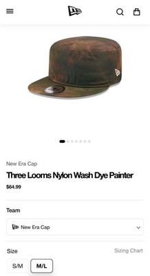 New Era X Three Looms Dye Washed 3 Panel Painter Hat M/L NWOT 