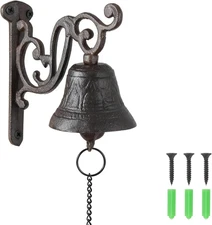 Vintage Cast Iron Dinner Bell, Rustic Wall Mounted Door Bell with Loud Clear Sou