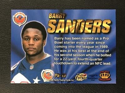 1996 Pacific Invincible #PB-13 Barry Sanders Pro Bowl Detroit