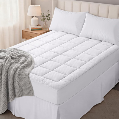King Quilted Fitted Mattress Pad   Soft Pillow Top Mattress Topper, down Alterna