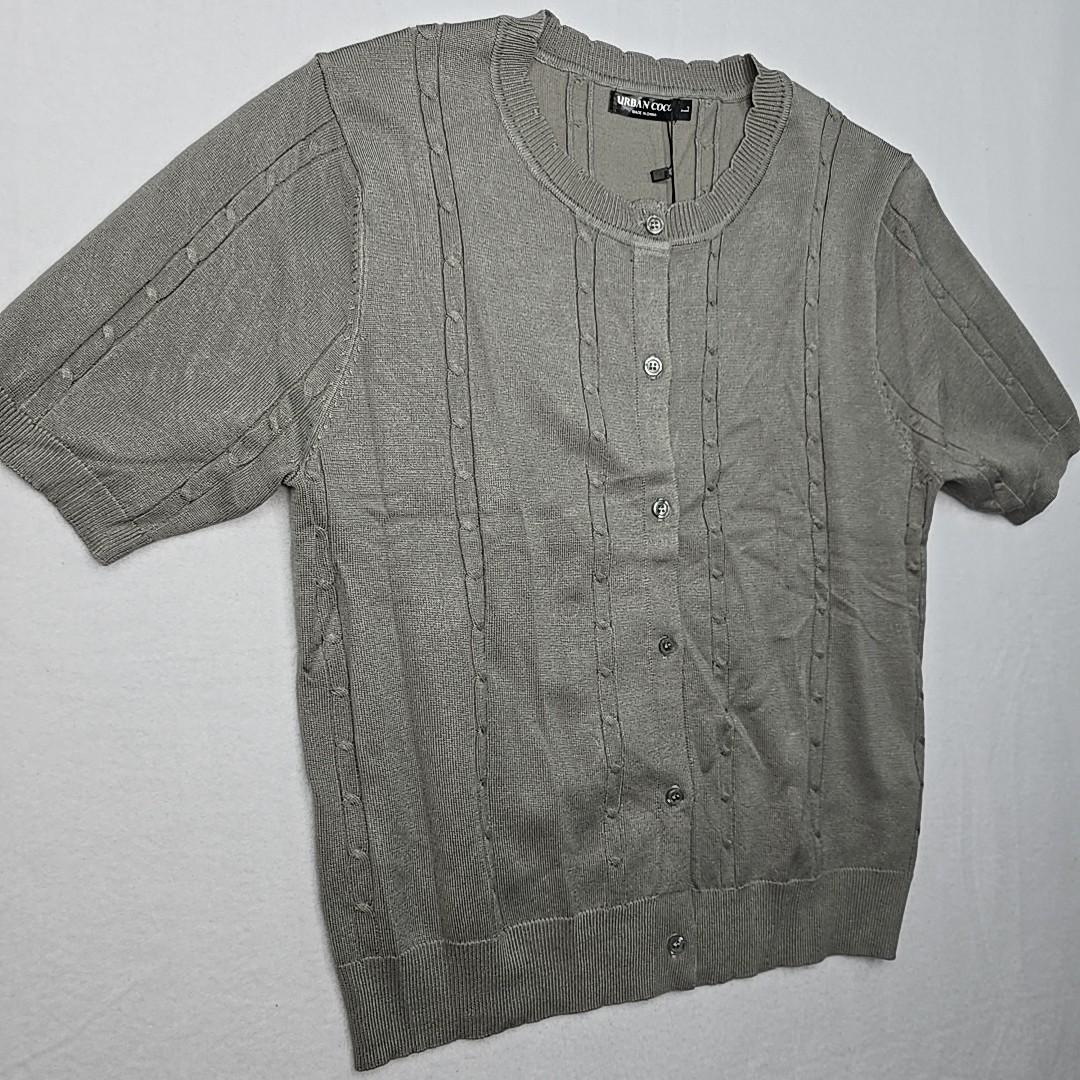Urban Coco Blouse Sweater Button Up Short Sleeve Womems Size Large image 4