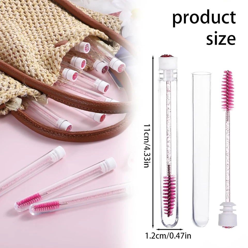 Varitas de rímel desechables rosas de 1 ~ 200 unidades - Cepillos de pestañas con carretes de tubo Foto 4 de 4