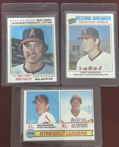 Lot Of 3 Vintage Nolan Ryan Cards-1977 Topps,1978 Topps,1979 Topps Angels