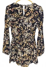 Jessica Simpson Dark Blue Floral Print Long Sleeve Romper Size XS