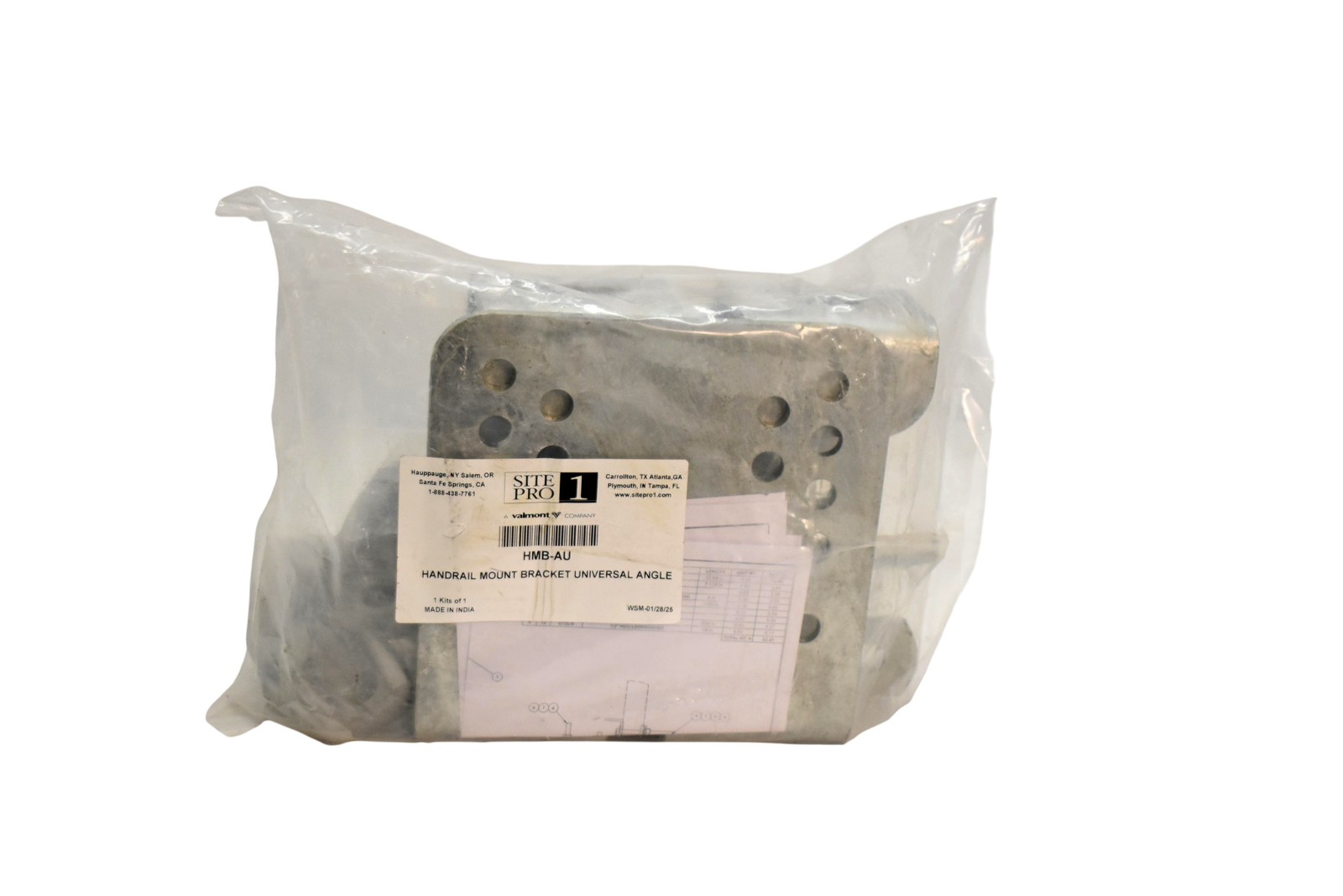 Site Pro 1 HMB-AU Handrail Mount Bracket Universal Angle Silver New Open Bag