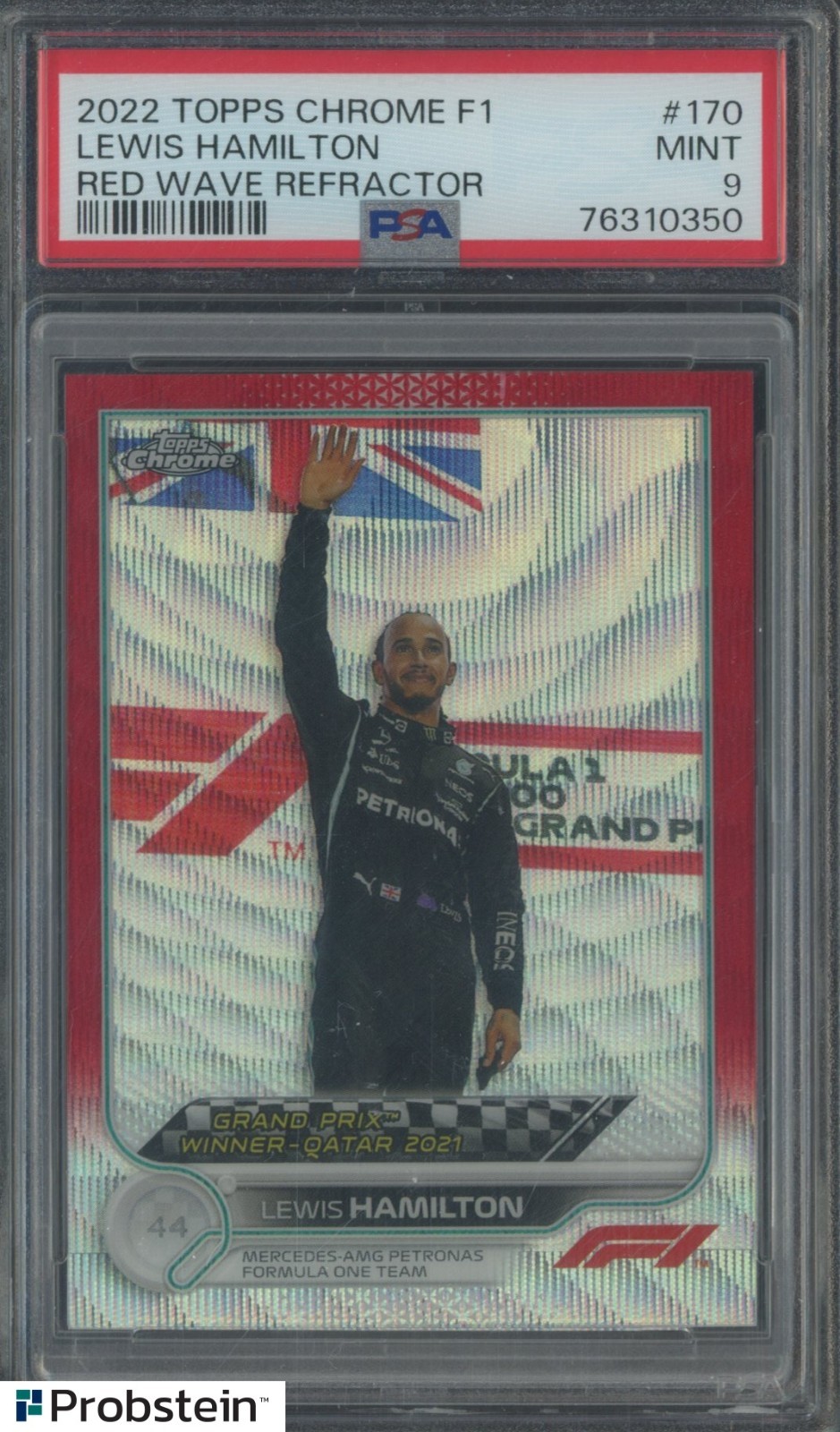2022 Topps Chrome F1 Racing Red Wave Refractor #170 Lewis Hamilton 1/5 PSA 9