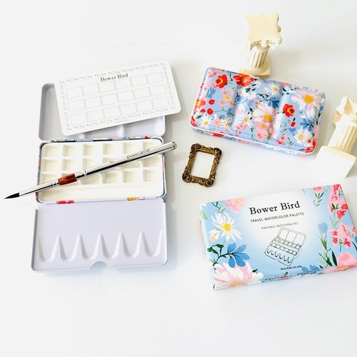 Bower Bird Travel Watercolor Palette,Portable Ceramic Palette 16 Well,Empty P... - Picture 2 of 4