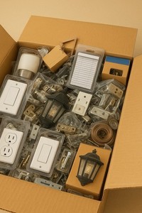 Hardware Mystery Box. Lighting, Valves, Electrical Outlets, Door Knobs, Etc