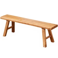 39" Indoor Wooden Bench Multifunctional Elm Solid Wood Dining Bench for Bedro...