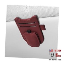 Wine Red Magnetic Sunglasses Holder for Car Visor Organizer
