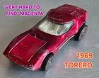 Hot Wheels Redlines ©1969 Torero "Very Hard to Find" Magenta USA