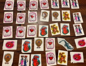 Vintage 1980s PUFFY Sticker Lot Clifford Dog Valentine Bunny