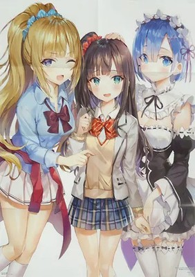 Anime MF Bunko J B2 Poster Collab Re:Zero Classroom of the Elite 2019 Folded