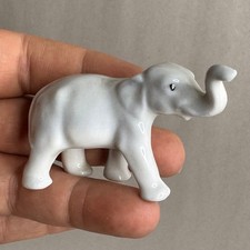 Vintage Ceramic Elephant Figurine Gray White ...