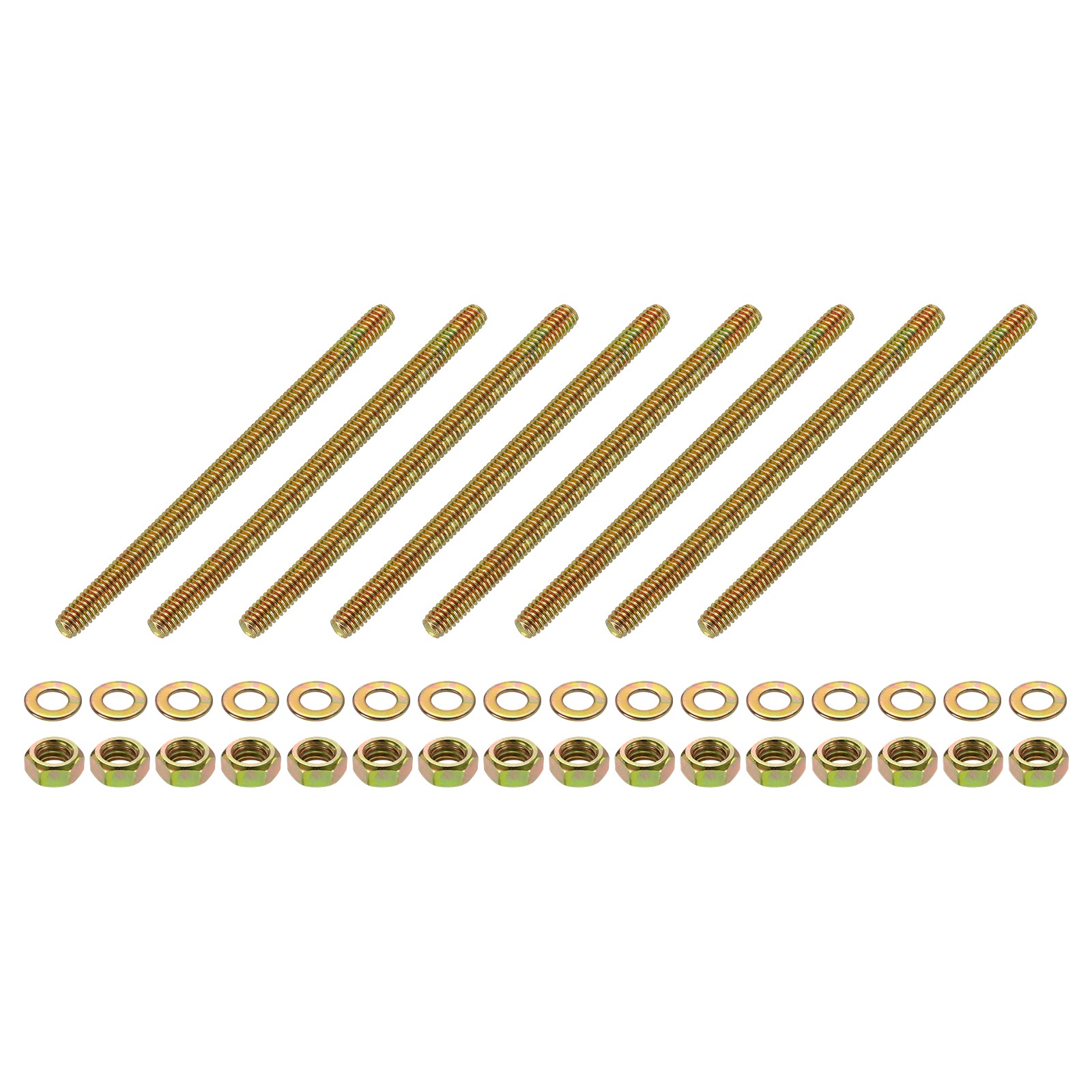 8Pcs Fully Threaded Rod 5/16"x5" Zinc-Plated Carbon Steel with Nuts Washers]