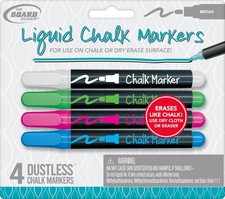 Board Dudes Broad Tip Liquid Chalk Markers 4/Pkg-Assorted - CYJ69
