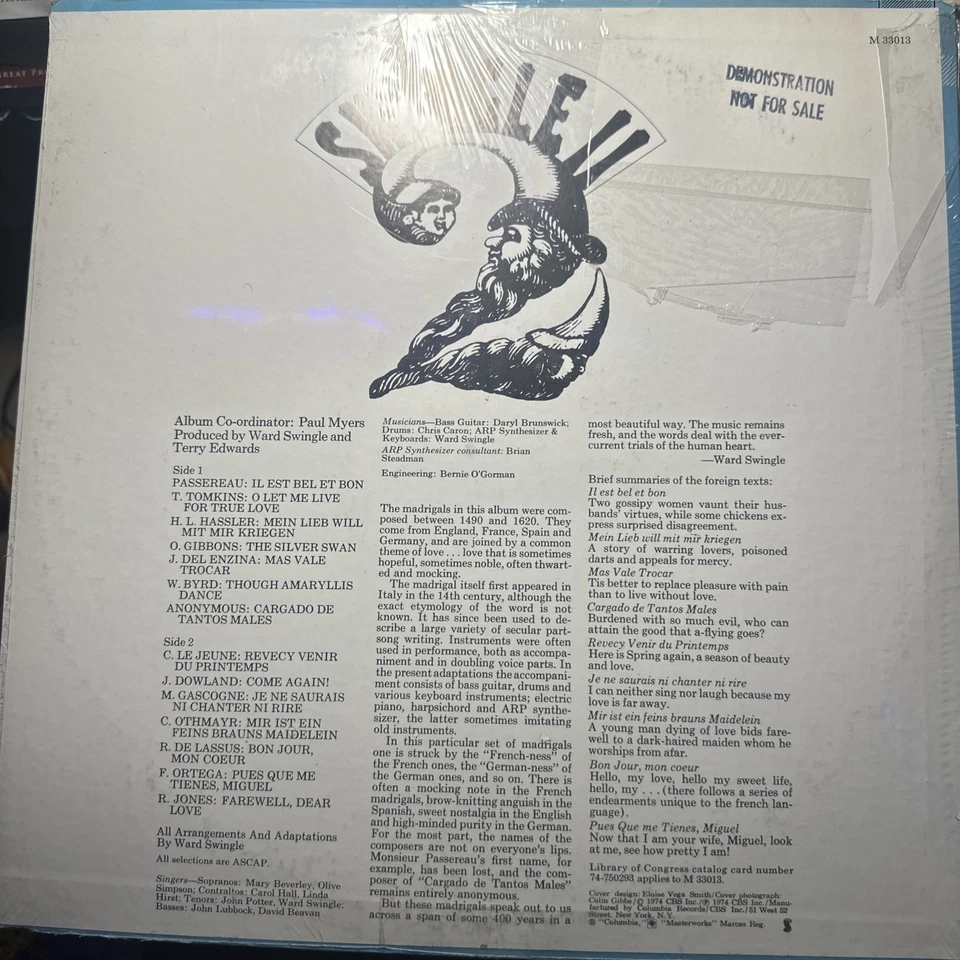 1974 Swingle II Love Songs For Madrigals And Madriguys Ward Vintage Vinyl - Image 4 of 4