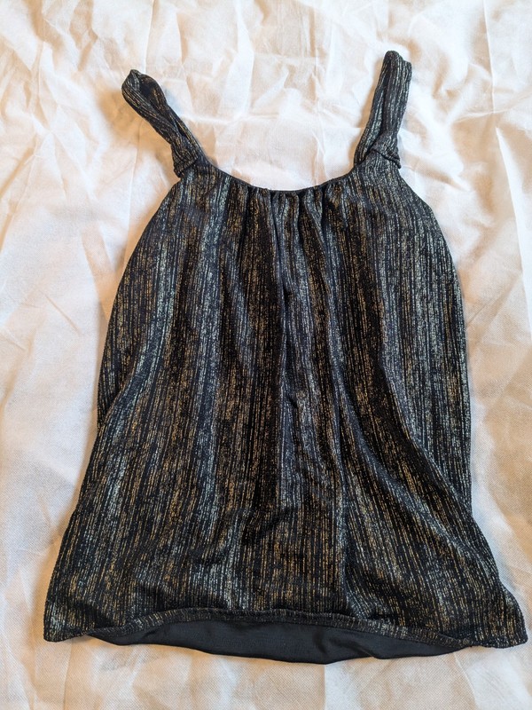 Maurices Women's Size Medium Black Dressy Tank Top With Gold Stripe Accents