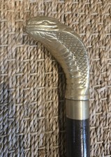 VENOMOUS COBRA WALKING STICK - BRASS COBRA HEAD WITH WALNUT SHAFT