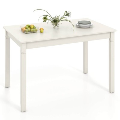 Wooden 48'' Dining Table for 4 People w/ Rubber Wood Legs Rectangular Table