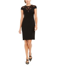 Adrianna Papell Womens Sequin Jersey Dress, black, 4