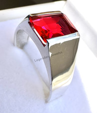 Handmade 925 Sterling Silver Ring With Lab Ruby Gemstone Engagement Men's Ring
