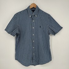 Ralph Lauren Shirt Mens Medium Blue Plaid Indigo Oxford Button Down Preppy