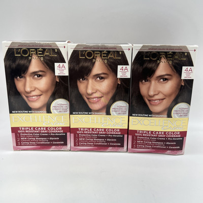 L'Oreal Paris Excellence Creme Hair Color 4A Dark Ash Brown 3 Pack
