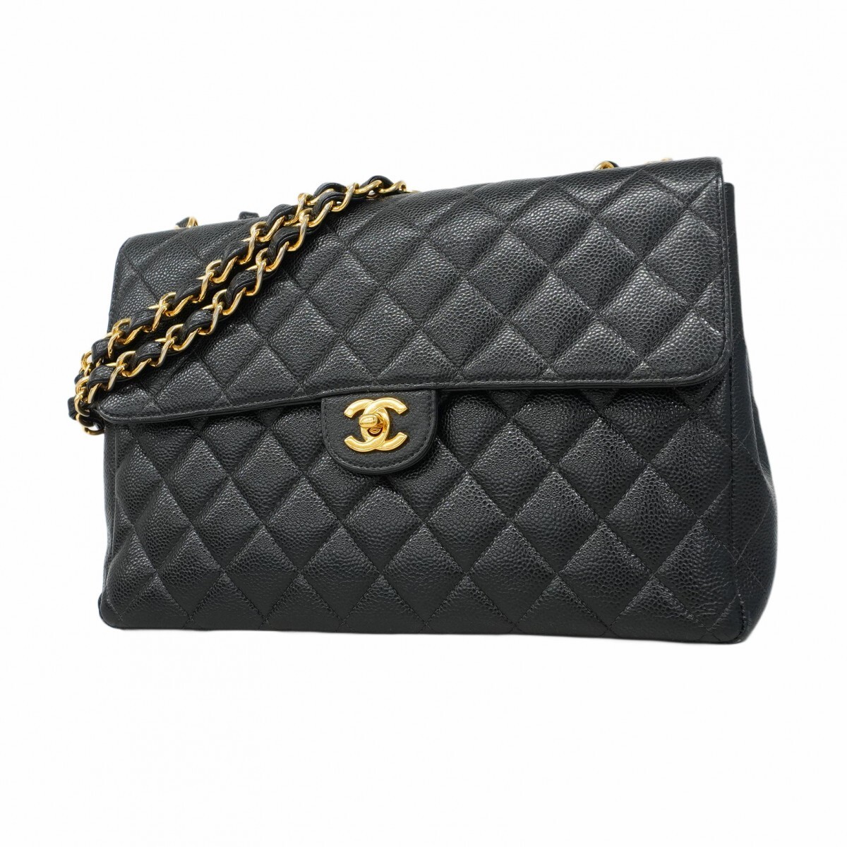 Chanel Matelasse W Chain Shoulder Bag Black 569856