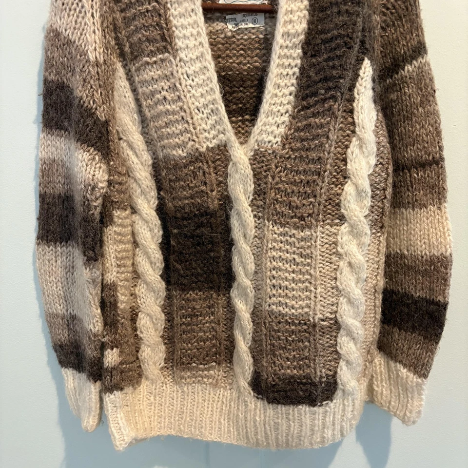 Vintage Henry Pollak Tally-Ho Sweater Womens Medium Brown Mohair Made in Italy - Image 4 of 4