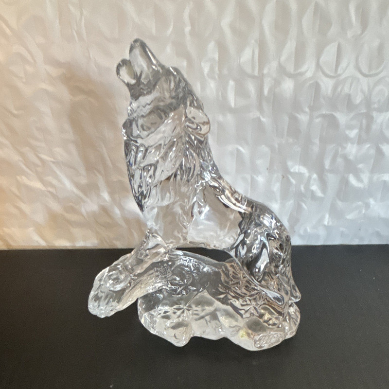 Princess House Howling Wolf Figurine, Wolf Animal Crystal Sculpture