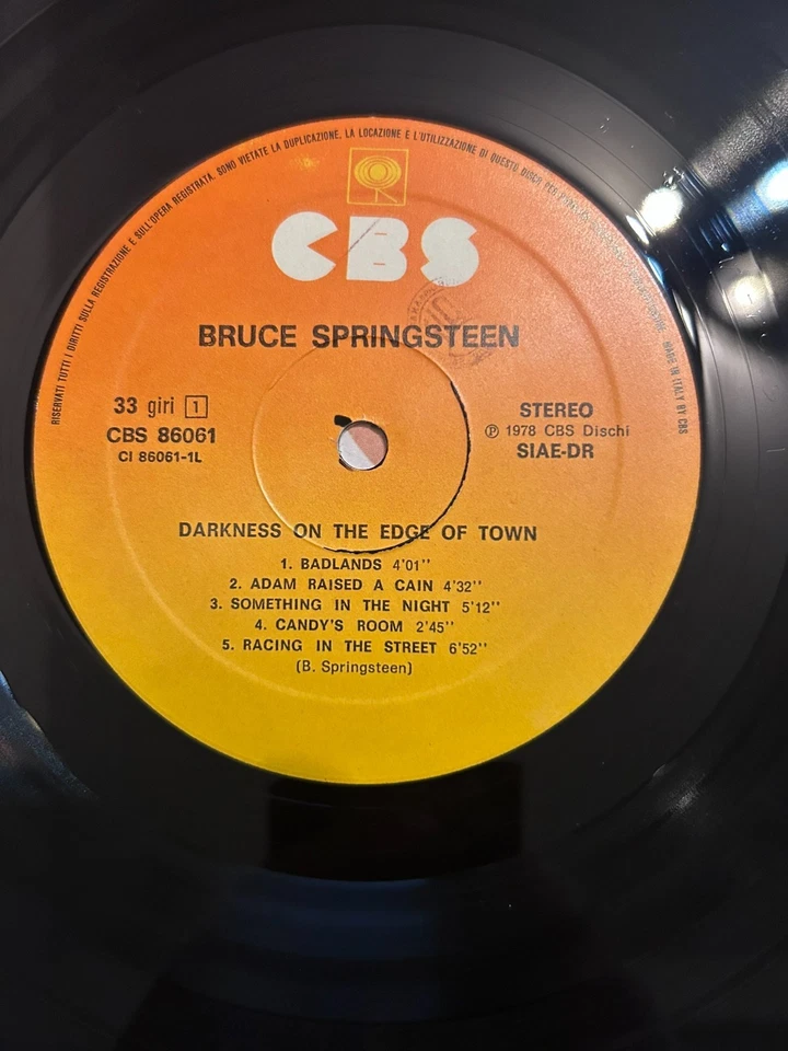 Bruce Springsteen Superb RARE Italy Pressing 1978 Shrink Darkness on the Edge - Image 3 of 4