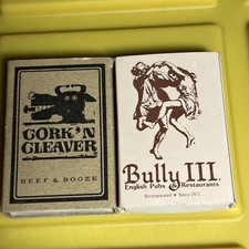2  Denver Colorado Cork N Cleaver Bully 3 Pub Restaurant Bar Matchbooks.