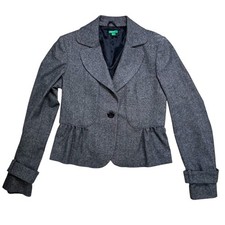 United Colors of Benetton Tweed Blazer Medium VTG Academia Preppy Fall Collegiat