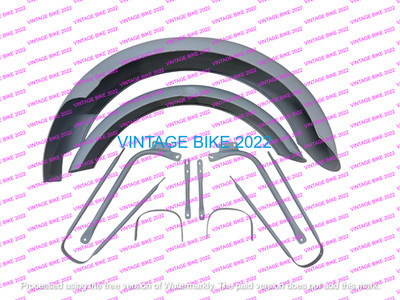 BSA GS A50 A65 FRONT AND REAR MUDGUARD STEEL RAW SET + STAY KIT 1967-70/FIT FOR