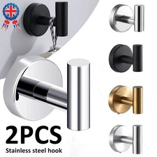 2x Stainless Steel Towel Robe Hooks Wall Mounted Door Hanger Coat Hook