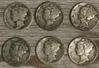 Lot of 6 Mercury Dimes (1917–1944) – 90% Silver Coins – Early & Late Dates